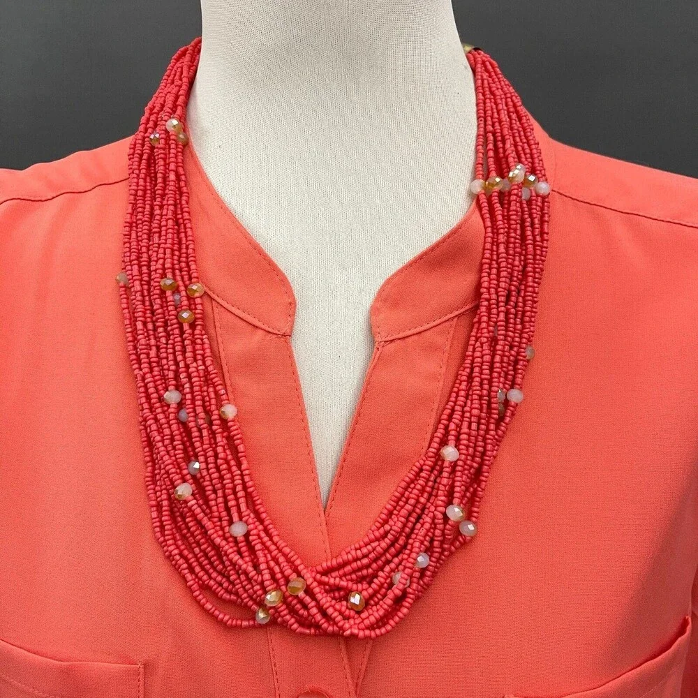 Pink Beaded‎ Beads Multi-strands Women's Fashion Necklace